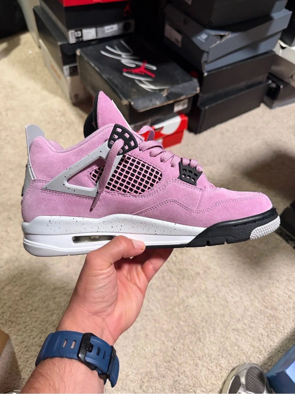 Jordan 4 Retro ‘Orchid’ Suede Mid Top Sneakers Men’s AQ9129-501